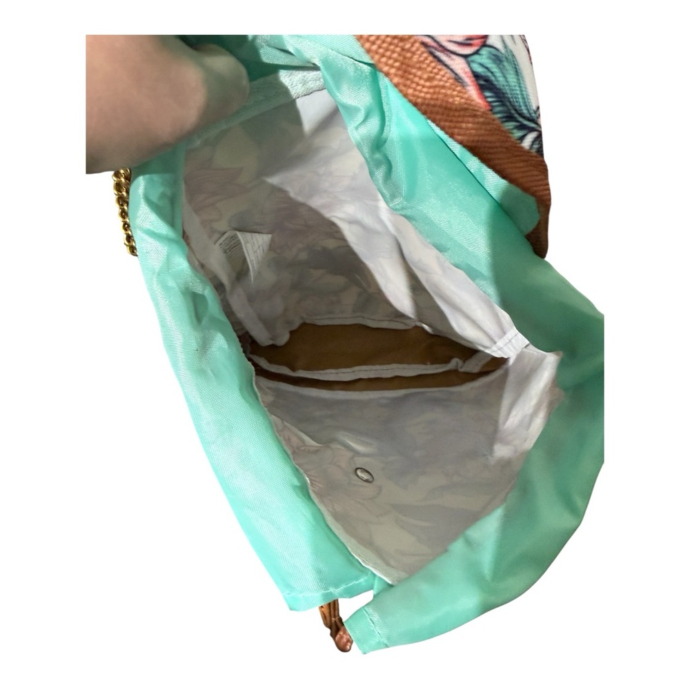 Floral Small Backpack with Tan Accents- Drawstring and Magnetic Closures - Picture 6 of 6